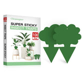 Cleanuper 100 Pack Gnat Killer Sticky Traps green flower shape