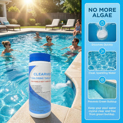 CLEARVIEW Chlorinating Tablets 1" with pool context