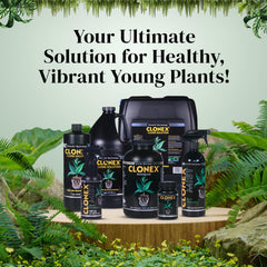 Clonex Rooting Gel 100ml displayed with plant cuttings