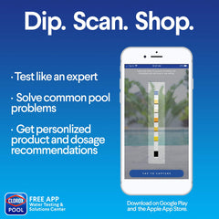 CLOROX Pool&Spa test strips with Clorox Pool app on phone