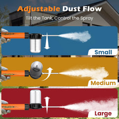 Close-up of 250ml clog-resistant powder container of MEKASS duster
