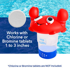 Close-up of 440 Crab Chlorine Floater holding 3-inch chlorine tablets