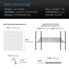 Close-up of AC Infinity trellis netting non-abrasive cells