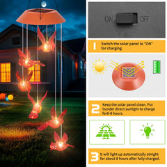 Close-up of AIONASA Cardinal Solar Wind Chimes solar panel