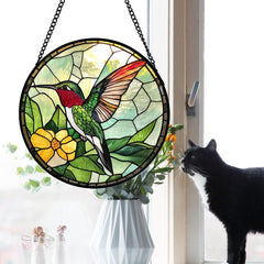 Close-up of AMDERVEN Hummingbird Suncatcher showing intricate patterns