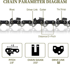 Close-up of ANCKNE chainsaw chain links