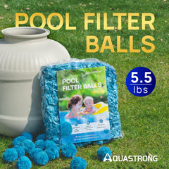 Close-up of AQUASTRONG Pool Filter Balls showing texture