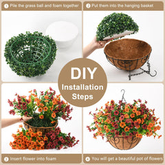 Close-up of artificial daisy flowers in the ZFProcess hanging planter