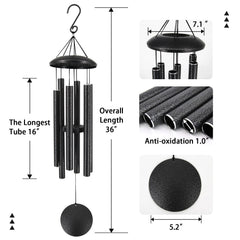 Close-up of ASTARIN wind chimes showing anodized silver-grey finish