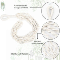 Close-up of Augshy macrame plant hanger knot details