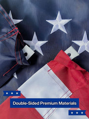 Close-up of AUYRE American Flag showing the leather tab sleeve