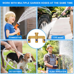 Close-up of BACASIN 3 Way Hose Splitter's stainless steel handles