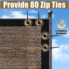 Close-up of BADAO privacy screen grommets and zip ties