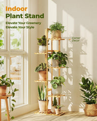Close-up of Bamworld Bamboo Plant Stand's bamboo material