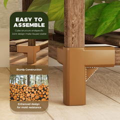 Close-up of Bamworld Plant Stand carbonized wood finish