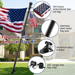 Close-up of Barcetine flagpole with tangle-free rotating rings