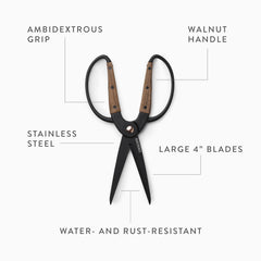 Close-up of Barebones Garden Scissors stainless steel blades