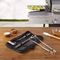 Close-up of Basics stainless steel grilling spatula