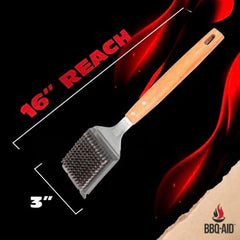 Close-up of BBQ-Aid Grill Brush bristles and scraper