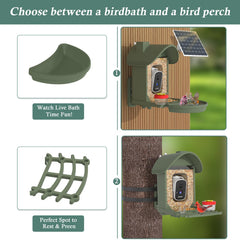 Close-up of bird bath feature of WAVEEME Smart Bird Feeder