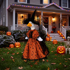 Close-up of black lace trim on Halloween porch goose costume