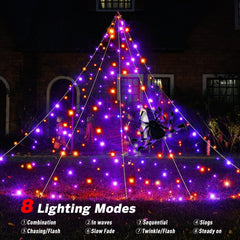 Close-up of BlcTec spider web showing purple and orange lights