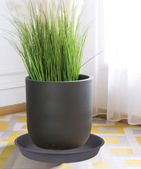 Close-up of Bleuhome Plant Saucer 26 Inch, Gray finish