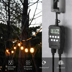 Close-up of BN-LINK Timer showing control buttons