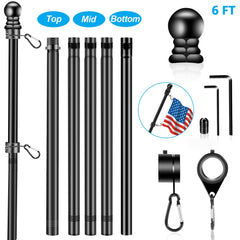 Close-up of BONWIN flagpole rings and carabiners