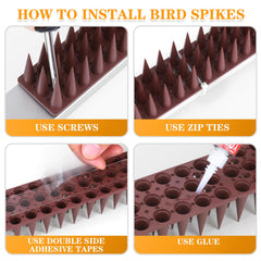 Close-up of BORHOOD Bird Spikes showing sharp tips