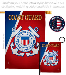 Close-up of Breeze Decor US Coast Guard Garden Flag fabric texture
