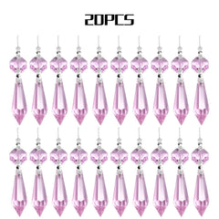 Close-up of BronaGrand pink chandelier crystals