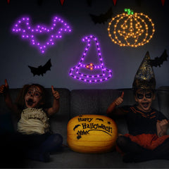 Close-up of Bstge Halloween Bat Window Lights showing lighting modes