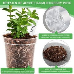 Close-up of BTPLASTIK nursery pots showing drainage holes