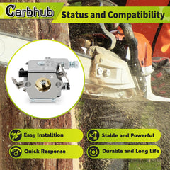 Close-up of Carbhub Carburetor with fuel line and gasket