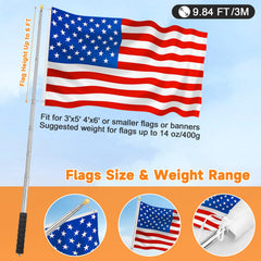 Close-up of CATMOOW flag pole clips and lanyard