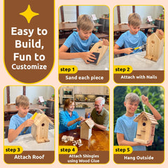 Close-up of cedar wood pieces in SparkJump Birdhouse Kit