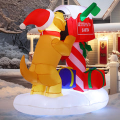 Close-up of COMIN inflatable dog mailbox with built-in LEDs