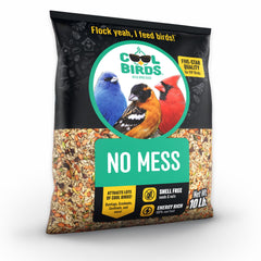 Close-up of COOL BIRDS bird seed ingredients including sunflower hearts and nuts