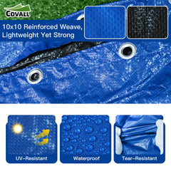 Close-up of Covall 22ft round pool cover fabric texture