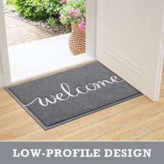 Close-up of CozyBounty Grey Door Mat material texture