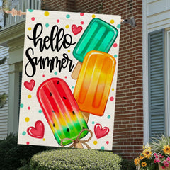 Close-up of CROWNED BEAUTY Summer House Flag fabric texture