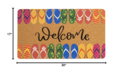 Close-up of CXQRR Welcome Matt featuring soft artificial coir material