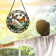 Close-up of DASTOLL stained glass suncatcher design