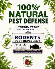 Close-up of DELRIX rodent repellent ball with pouch