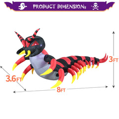 Close-up of DomKom inflatable centipede showing LED lights
