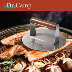 Close-up of Dr.Camp burger press smooth bottom design