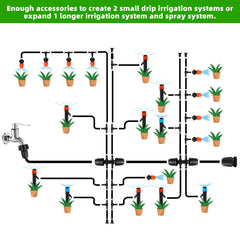 Close-up of drip irrigation tubing and connectors
