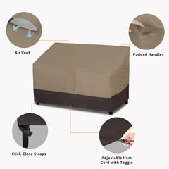 Close-up of Easy-Going Outdoor Loveseat Cover straps and fasteners
