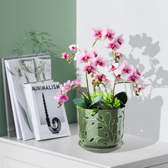 Close-up of EFISPSS Orchid Pot showing leaf cutouts